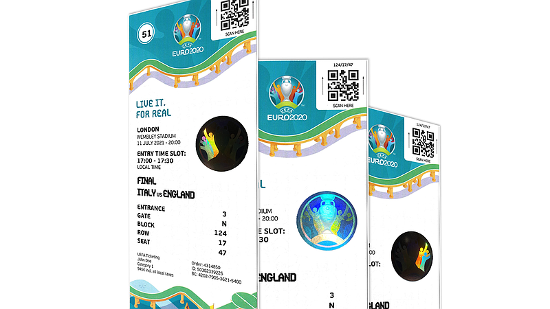 EURO 2020 ticket (© EUFA and Nanotech Security Corp).