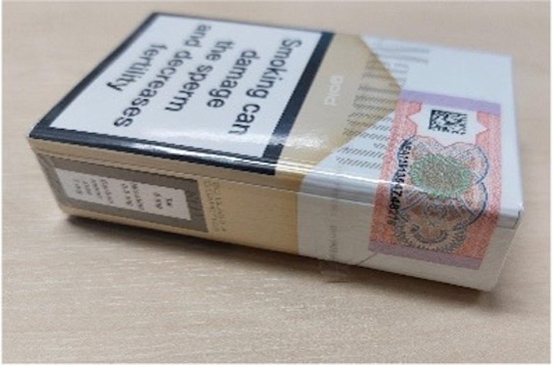 UAE cigarette tax stamp from De La Rue.