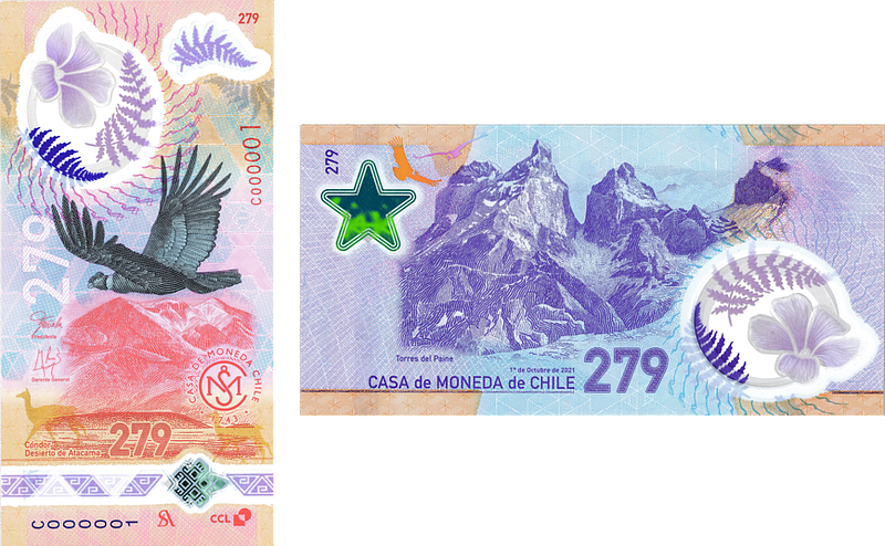 Casa de Moneda Chile's new house note, produced on polymer for the first time.
