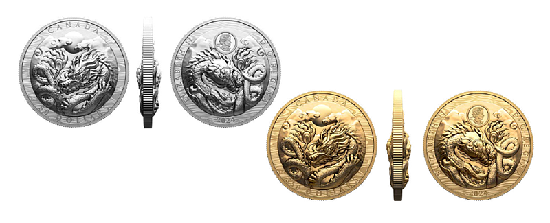Year of the Dragon coins with Extraordinarily High Relief.