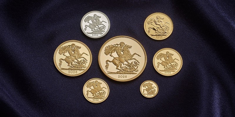 The Royal Mint's 2026 Sovereign Collection, which offers more advanced security features and a return to the classic yellow gold colouring.